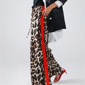 Leopard Print Pants with Red Stripe